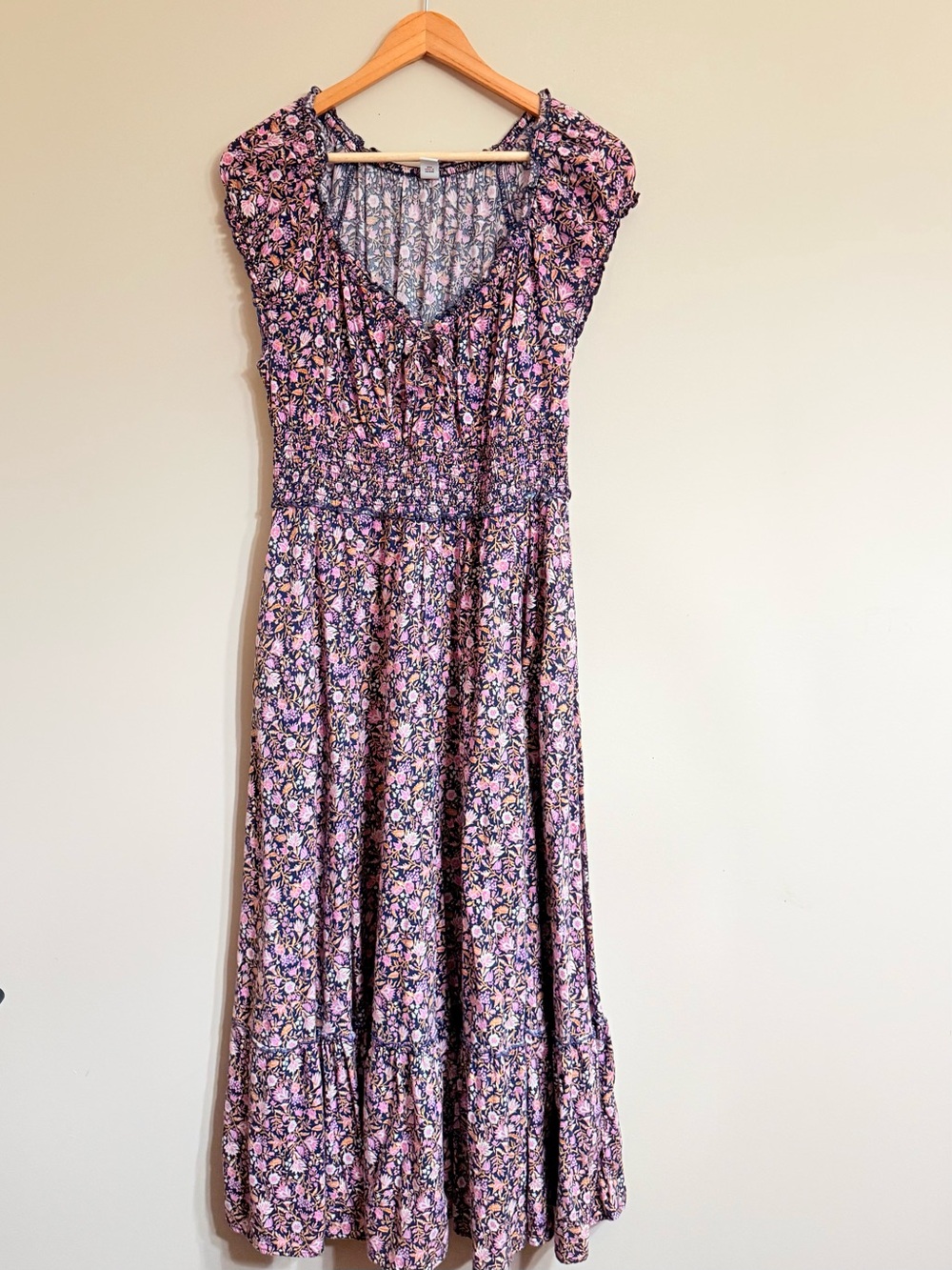 Floral Maxi Dress Smocked Waist and Pockets Whimsyfairy Milkmaid Cottagecore